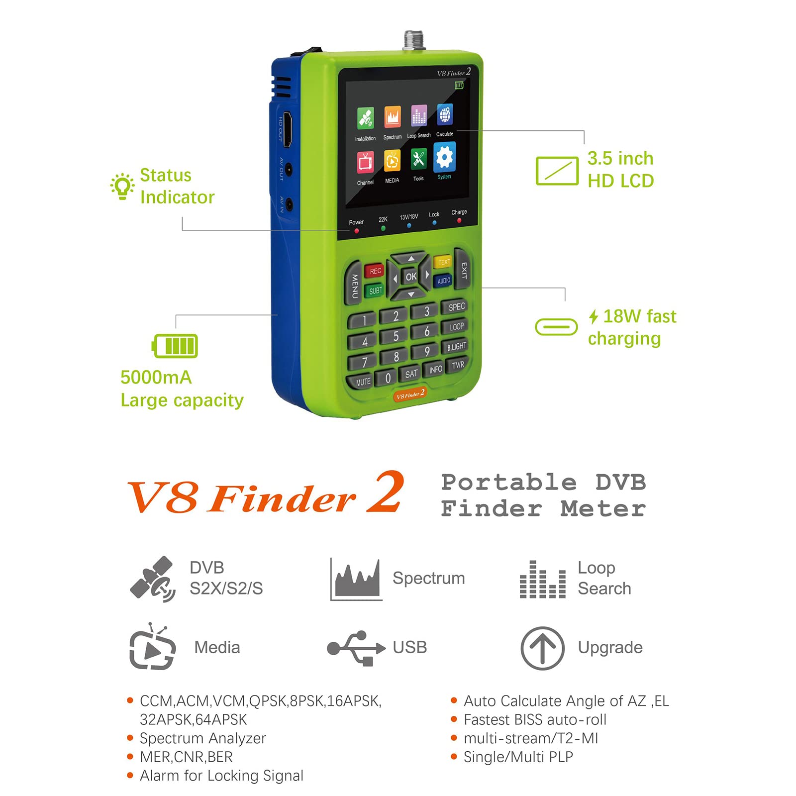 Amazon.com: ICQUANZX V8 Satellite Finder Signal Meter Upgraded TV